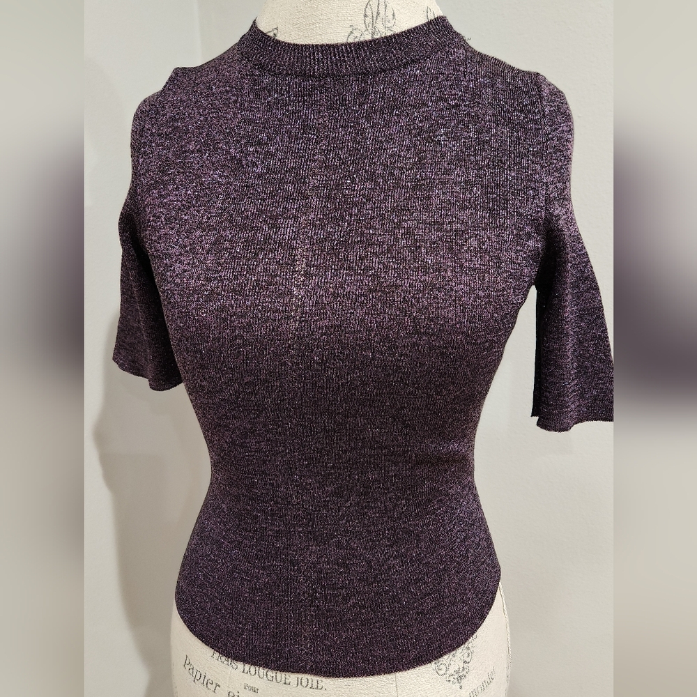 VICOLO Italian purple metallic shimmery short sleeve top S